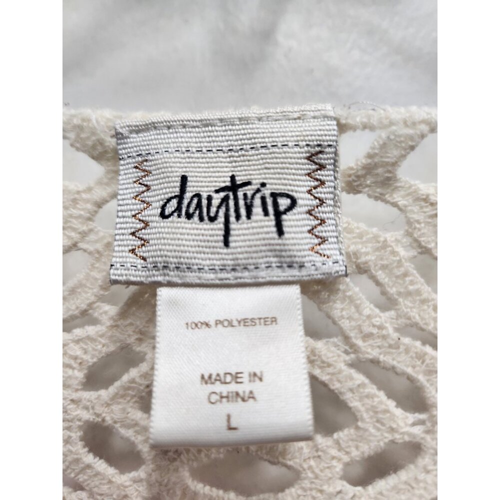 Daytrip The Buckle BOHO Top Womens Large Red White Argyle Crochet Long Sleeve - Picture 4 of 10
